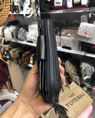 ElizaBell siyah Gerçek Deri Kadın Cüzdanı %100 Deri Büyük Para Ve  Kart Çantası