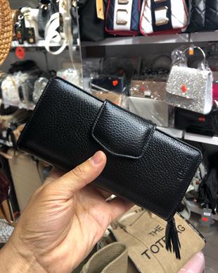 ElizaBell siyah Gerçek Deri Kadın Cüzdanı %100 Deri Büyük Para Ve  Kart Çantası