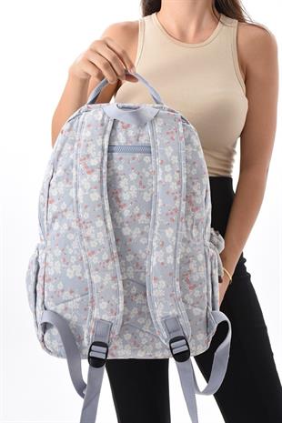 Gri çiçekli  Kenyon Cox 8860 Mor Unisex Klınkır Maymunlu Günlük ve Okul Sırt Çantası 