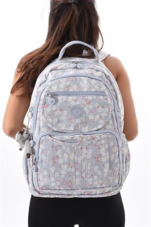 Gri çiçekli  Kenyon Cox 8860 Mor Unisex Klınkır Maymunlu Günlük ve Okul Sırt Çantası 