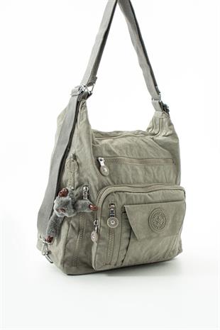 Gri Kırinkıl kumaş sırt ve kol çantası çift kullanımlı su geçirmez kumaş çanta 