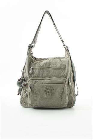 Gri Kırinkıl kumaş sırt ve kol çantası çift kullanımlı su geçirmez kumaş çanta 