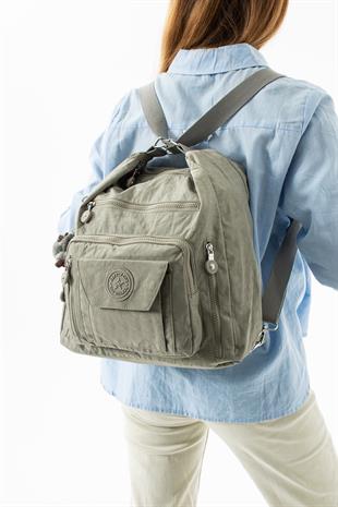 Gri Kırinkıl kumaş sırt ve kol çantası çift kullanımlı su geçirmez kumaş çanta 