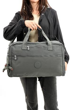 Gri Sanmorris Unisex Su Geçirmez Buruşuk Kumaş Çapraz Seyahat ve Spor Çantası