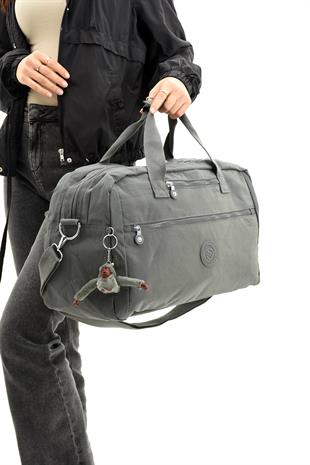 Gri Sanmorris Unisex Su Geçirmez Buruşuk Kumaş Çapraz Seyahat ve Spor Çantası