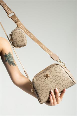 İmpolo Adela VizonEmpirme Baskı Omuz Ve Çapraz Kadın Çantası 15×21 ebatında