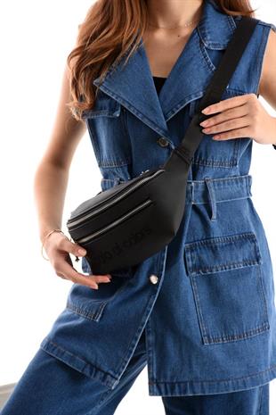 ImPolo Miya LkSiyah Doku Baskı Spor Kadın Bel Çanta 17×40 ebatında