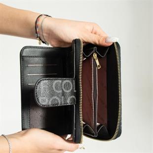 ImPolo Nili SiyahKamelEmpirme Baskı Kadın El Cüzdanı 10×17 Ebatında