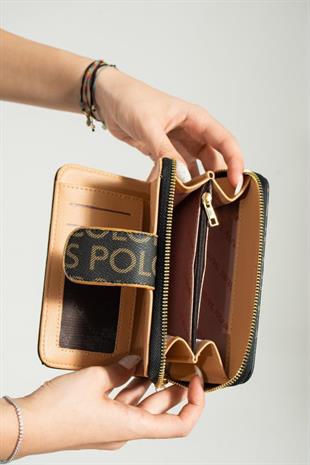 ImPolo Nili SiyahKamelEmpirme Baskı Kadın El Cüzdanı 10×17 Ebatında