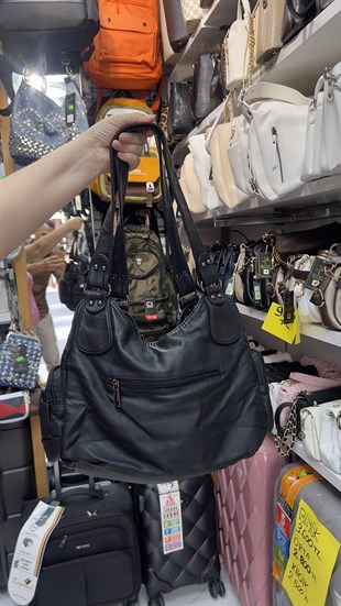 Kadın çok gözlü omuz çantası yıkanmış deri  ebat 37cm34