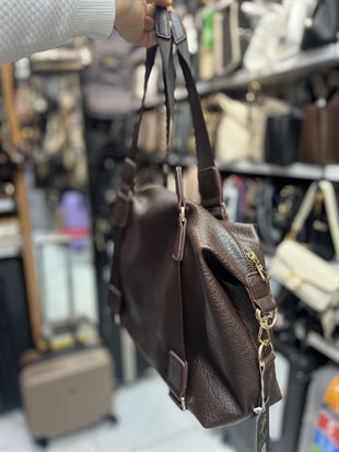 Kadın Geniş Hacimli Omuz Çantası -1195 acı kahve