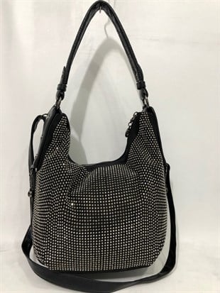 omuz çantası taşlı nas marka ebat 25cm30cm siyah