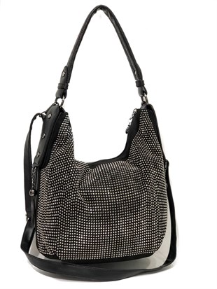 omuz çantası taşlı nas marka ebat 25cm30cm siyah