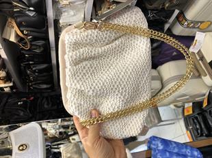 Kadın postacı burslu postacı çanta örgülü krem