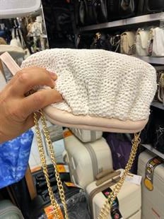 Kadın postacı burslu postacı çanta örgülü krem