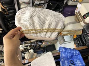 Kadın postacı burslu postacı çanta örgülü krem