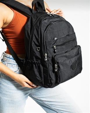 Mega 259 Klinkır Sırt Çantası Siyah Kadın sırt çanta 30cm27cm orta boy kırinkil kumaş çanta 