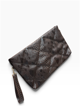Kahve baskılı  deri  Kadın clutch çanta kılaç çanta portföy çanta el çantası ebat 20cm30