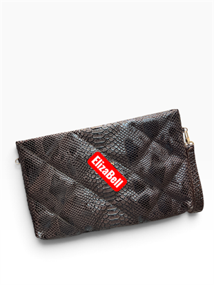 Kahve baskılı  deri  Kadın clutch çanta kılaç çanta portföy çanta el çantası ebat 20cm30