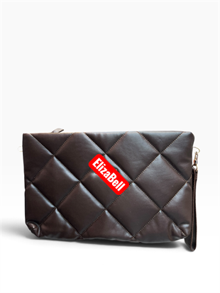 Kahve düz deri  Kadın clutch çanta kılaç çanta portföy çanta el çantası ebat 20cm30