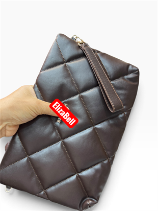 Kahve düz deri  Kadın clutch çanta kılaç çanta portföy çanta el çantası ebat 20cm30