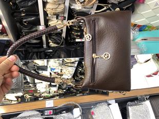 Kahve Örgü askılı kadın omuz çantası orta ebat 25cm15