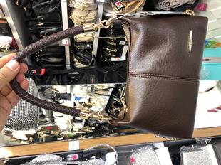 Kahve Örgü askılı kadın omuz çantası orta ebat 25cm15