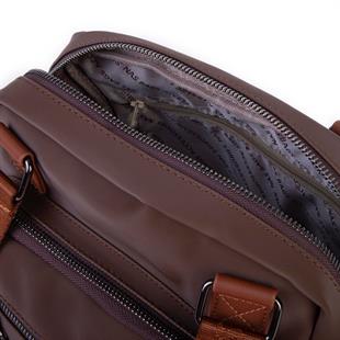 Kahve Rengi Nas bags kadın kol ve çapraz askılı. Çok gözlü çanta 1402 ebat 27cm32 