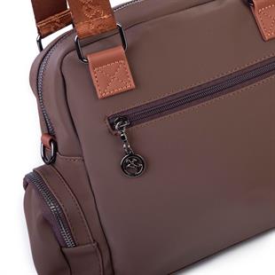 Kahve Rengi Nas bags kadın kol ve çapraz askılı. Çok gözlü çanta 1402 ebat 27cm32 