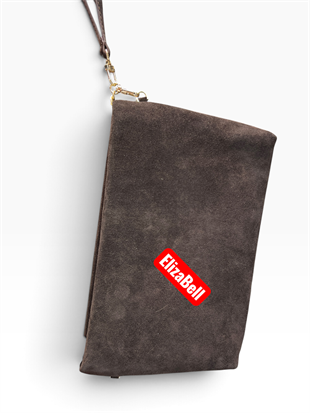 Kahve Süet gerçek deri nubuk   deri  Kadın clutch çanta kılaç çanta portföy çanta el çantası ebat 20cm30