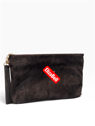 Kahve Süet gerçek deri nubuk   deri  Kadın clutch çanta kılaç çanta portföy çanta el çantası ebat 20cm30