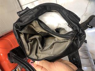 KenyoN Cox yıkanmış deri omuz çantası 2 gözlü ebat 32cm32