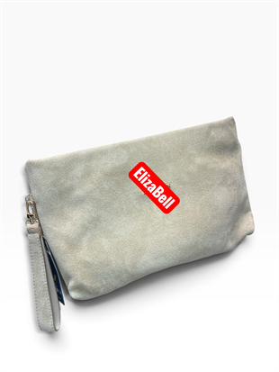 Krem bej  Süet gerçek deri nubuk deri  Kadın clutch çanta kılaç çanta portföy çanta el çantası ebat 20cm30