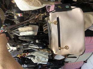 krem kahve pudramsı  Kadın Omuz ve Çapraz Çanta Çok Gözlü Şık Tasarım (28x18 cm