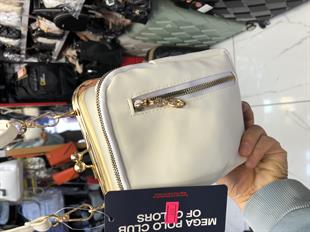 Krem  klipsli çanta postacı model ebat 20cm15