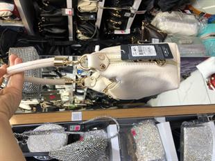 Krem Örgü askılı kadın omuz çantası orta ebat 25cm15