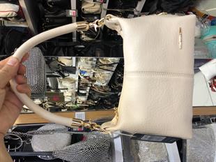 Krem Örgü askılı kadın omuz çantası orta ebat 25cm15