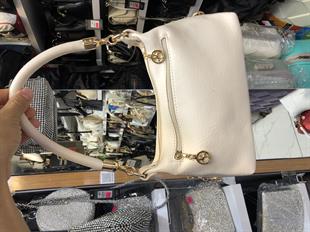 Krem Örgü askılı kadın omuz çantası orta ebat 25cm15