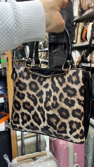 Mat Leopar büyük boy kadın omuz çantası 853 ebat 35cm25
