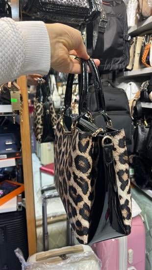 Mat Leopar büyük boy kadın omuz çantası 853 ebat 35cm25