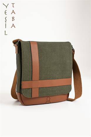 Mega 417 UNISEX Kanvas Postacı Çantası Askılı Çanta Omuz Çanta YEŞİL-TABA