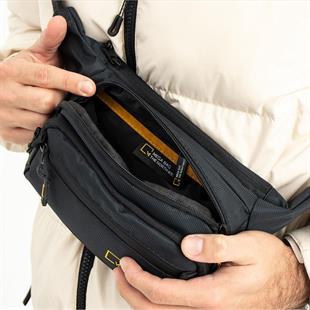 mega Siyah Erkek Bel Çantası Küçük Ebat 20Cm15Cm