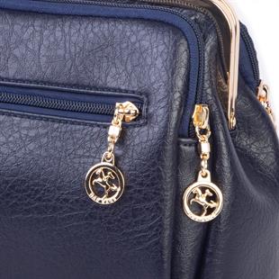 Nas Bag Burslu Klipsli Vintage Omuz ve Çapraz Çanta (23x20 cm ebatlarındadır) Lacivert Victoria