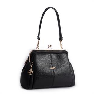 Nas Bag Burslu Klipsli Vintage Omuz ve Çapraz Çanta (23x20 cm ebatlarındadır) Siyah Victoria