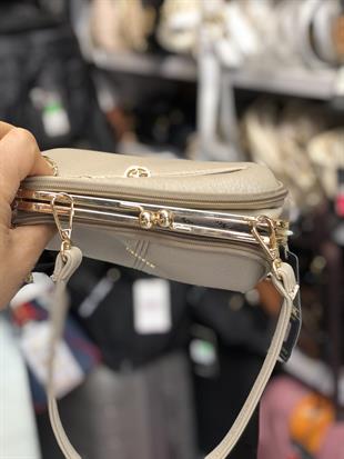 Nas Bag Burslu Klipsli Vintage Omuz ve Çapraz Çanta (23x20 cm ebatlarındadır) Kum Victoria