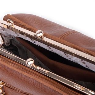 Nas Bag Burslu Klipsli Vintage Omuz ve Çapraz Çanta (23x20 cm ebatlarındadır) Taba Victoria