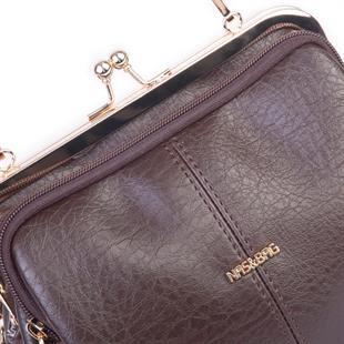 Nas Bag Burslu Klipsli Vintage Omuz ve Çapraz Çanta (23x20 cm ebatlarındadır) Kahve Victoria