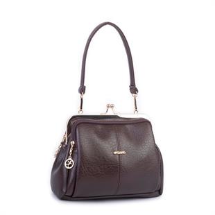 Nas Bag Burslu Klipsli Vintage Omuz ve Çapraz Çanta (23x20 cm ebatlarındadır) Kahve Victoria