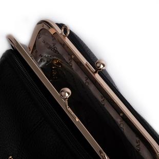 Nas Bag Burslu Klipsli Vintage Omuz ve Çapraz Çanta (23x20 cm ebatlarındadır) Siyah Victoria