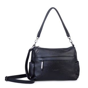 Nas Bag Çok Gözlü Yumuşak ve Hafif Yapılı Çift Askılı Omuz ve Çapraz Çanta ( 30x24 cm ) Siyah Victoria